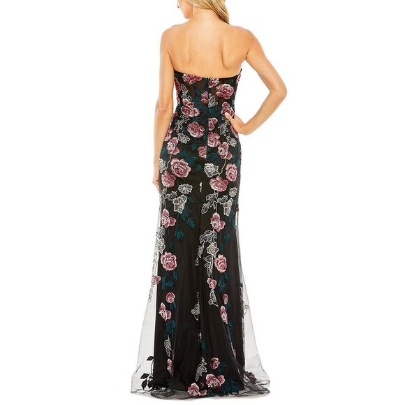 Mac Duggal Strapless Floral Embroidered Gown - Picture 2 of 3